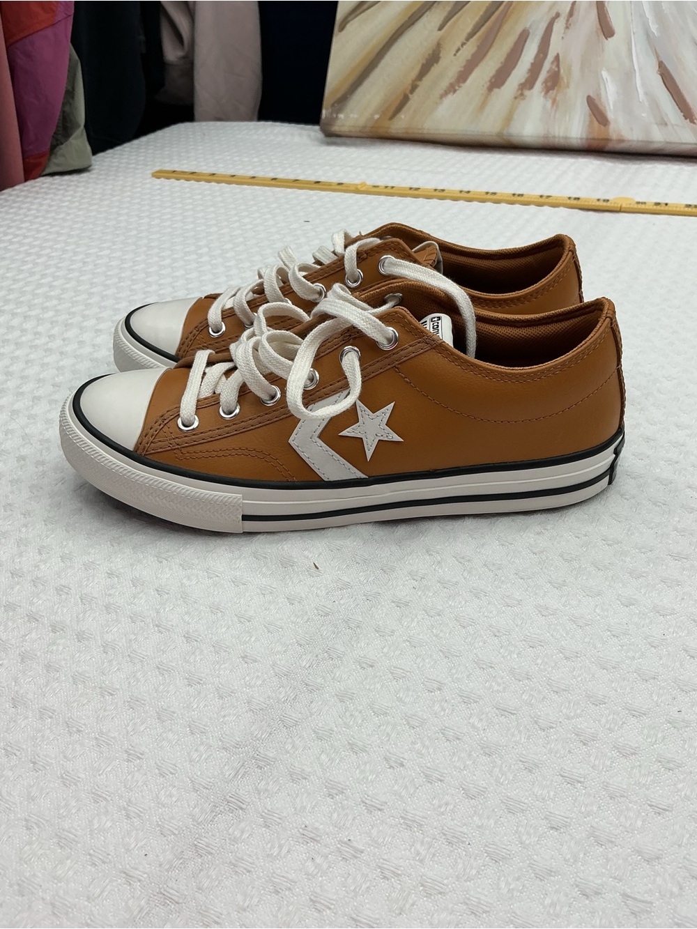 Converse Low Top Sneakers in Brown with White Accents
